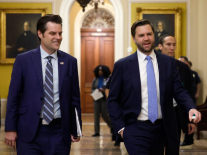 WASHINGTON, DC - NOVEMBER 20: Former U.S. Rep. Matt Gaetz (R-FL) (L) the President-elect D