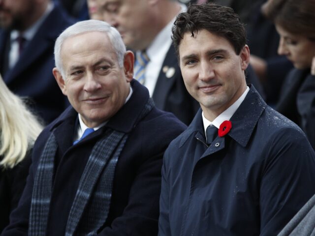 Israeli Prime Minister Benjamin Netanyahu, second left, and his wife Sara, left, Canadian