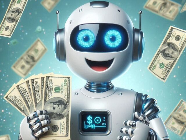 Robot holding money