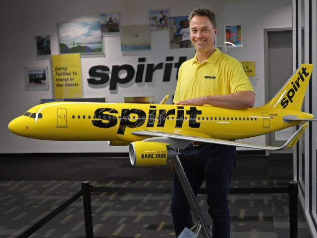 Ted Christie, CEO of Spirit Airlines, is shown in 2019 at the companyâs corporate headqua