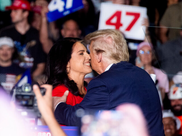 ulsi Gabbard, former US Representative from Hawaii, left, and former US President Donald T