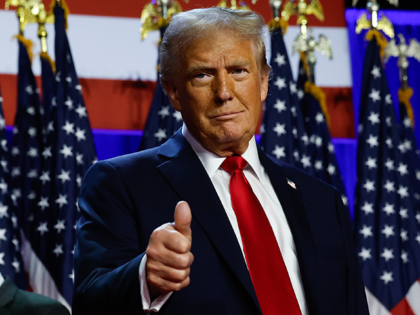 President Donald Trump arrives at an election night event on November 6, 2024 in West Palm