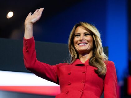 UNITED STATES - JULY 18: Former first lady Melania Trump is seen in the Fiserv Forum on th