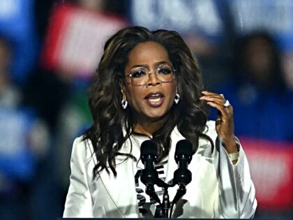 US producer and actress Oprah Winfrey speaks ahead of US Vice President and Democratic pre