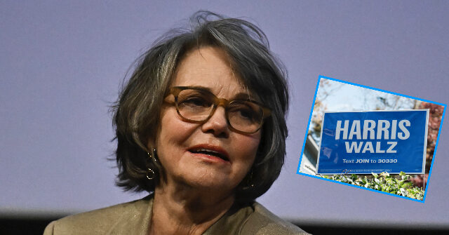 Distressed Sally Field Seen Trashing Kamala Harris Yard Signs After Election