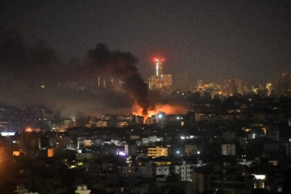 AFP footage showed orange plumes of smoke rising over the densely populated suburb in Hezb