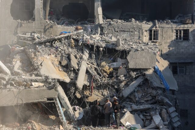 The aftermath of an Israeli strike south of Gaza City