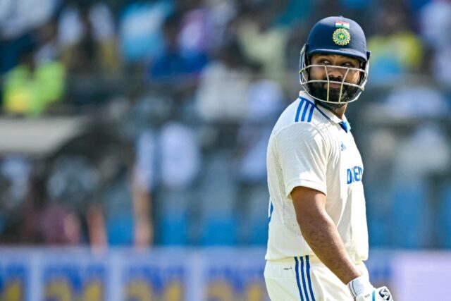 Look back in anguish: India captain Rohit Sharma was out for 11 on Sunday