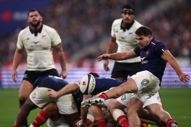 Antoine Dupont (R) made his France debut in 2017