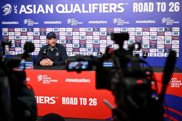 Australia's coach Tony Popovic speaks to the media in Melbourne