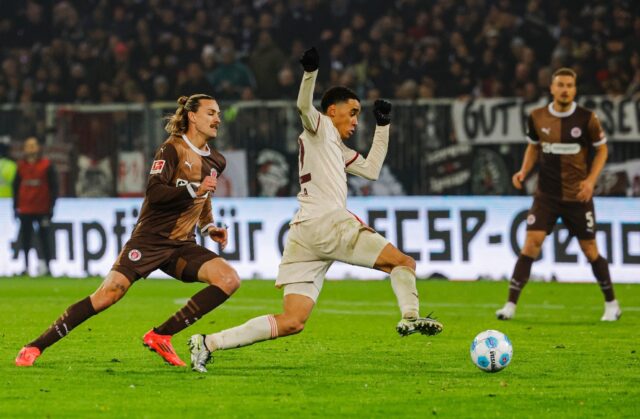 Bayern Munich's Jamal Musiala (C) scored a stunner against St Pauli on Saturday.