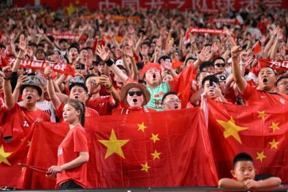 China supporters ahead of a World Cup qualifying match in Japan in September