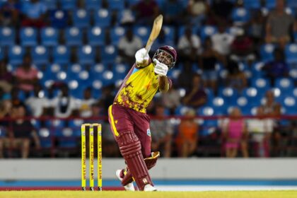 Evin Lewis struck 68 as West Indies beat England by five wickets in their T20 in Saint Luc