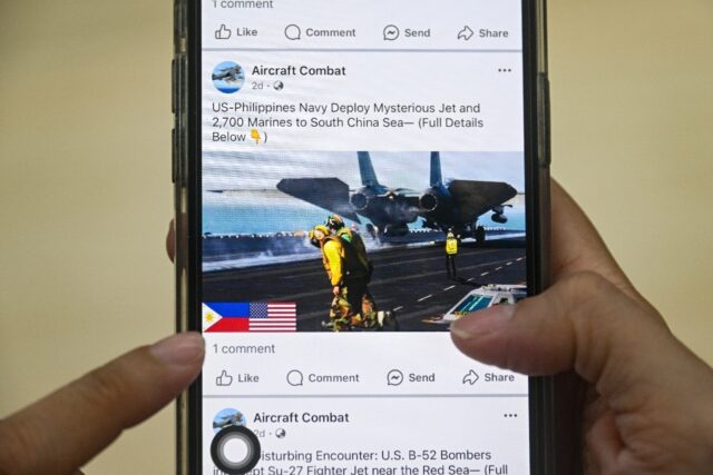 A Facebook military interest page that claims that Washington is helping its ally Manila p