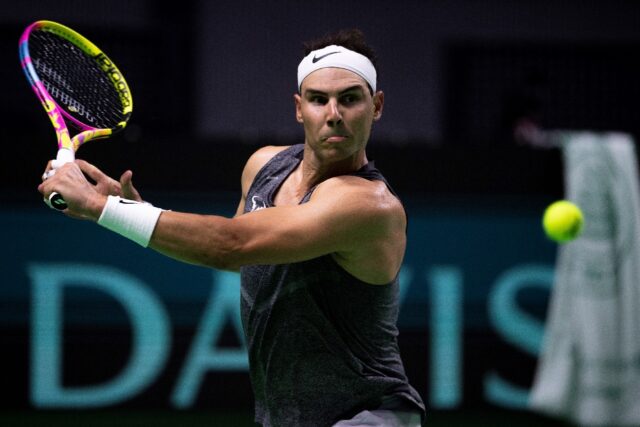 Final farewell: Rafael Nadal trains ahead of the Davis Cup Finals in Malaga on Saturday