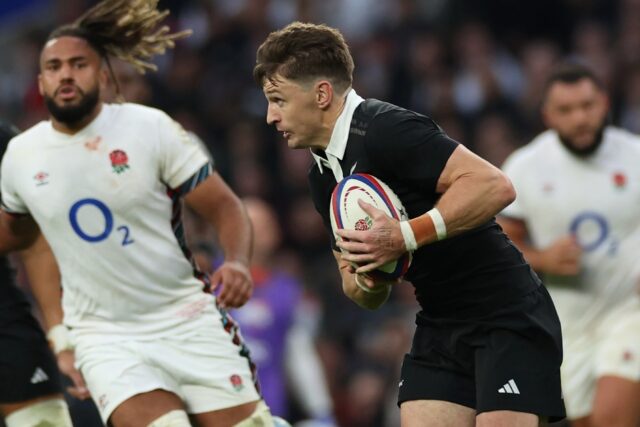 Fly-half Beauden Barrett (C) has been ruled out of New Zealand's Test against Ireland on F