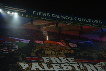 The 'Free Palestine' banner at Paris Saint-Germain