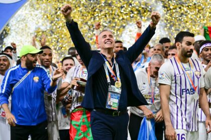 Hernan Crespo celebrates AFC Champions League glory with Al Ain in May -- six months later