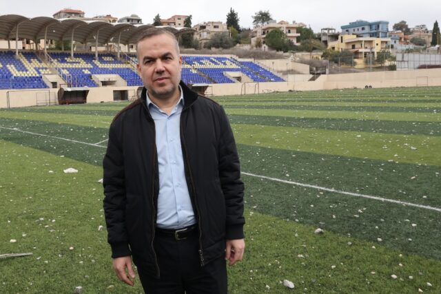Hezbollah lawmaker Hassan Fadlallah visits the Lebanese border town of Bint Jbeil after a