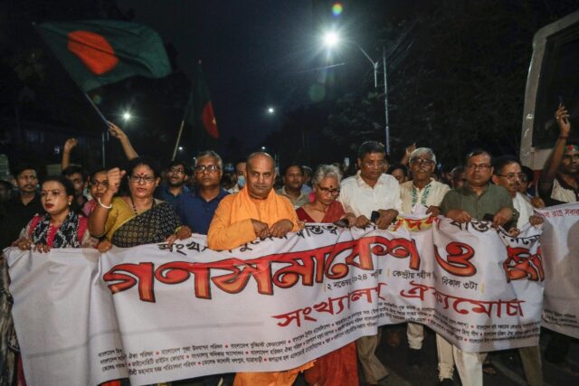 Hundreds marched in Bangladesh's capital Saturday to demand protections for Hindus and oth