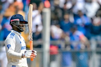 India's Rishabh Pant celebrates his fifty in Mumbai