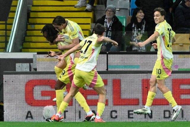 Kenan Yildiz (R) played a big part in Juventus' second goal at Udinese