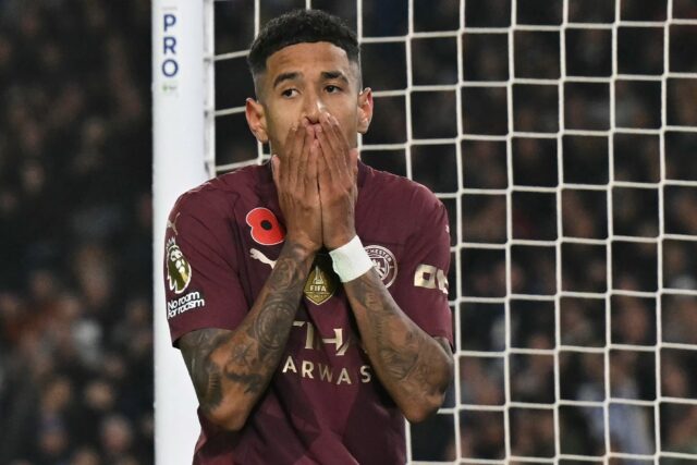 Manchester City's Savinho reacts during the defeat at Brighton