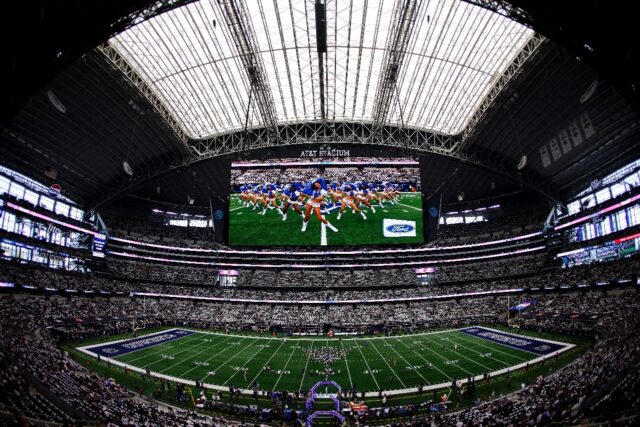 A metal panel fell from the roof of the Dallas Cowboys' AT&T Stadium after it was opened a