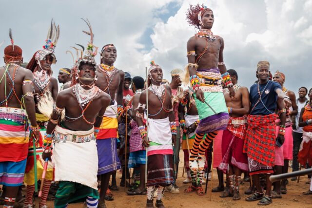 Morans (traditional warriors) of the Samburu community were among performers at the Maa Fe