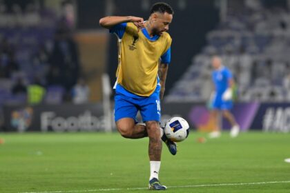 Neymar warms up ahead of an AFC Champions League Elite game last month