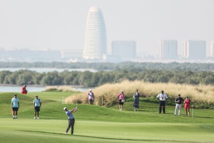 Northern Ireland's Rory McIlroy is five shots off the lead as he tries to win the Abu Dhab