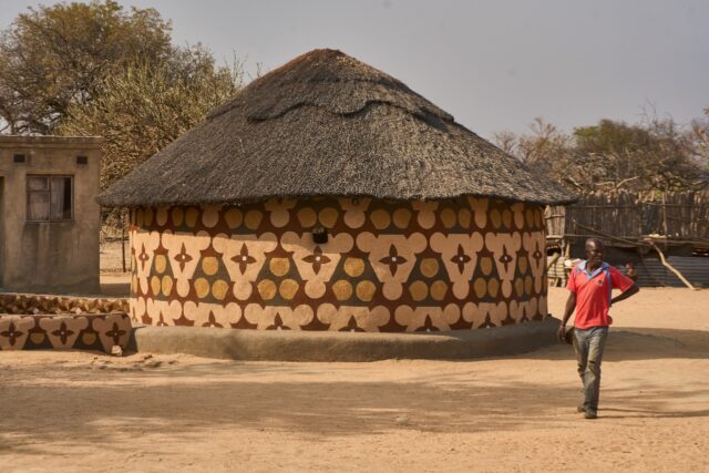 A painted traditional hut at Matobo, Zimbabwe, on September 30, 2024