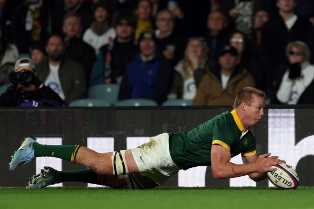 Pieter-Steph Du Toit scored a try in South Africa's win over England at Twickenham