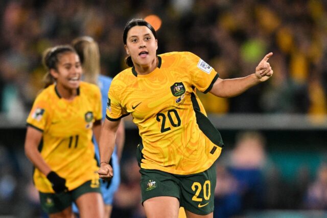 Sam Kerr (centre) was targeted by homophobic abuse online