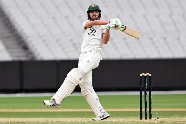 Sam Konstas hit an unbeaten 73 for Australia A against India A at the Melbourne Cricket Gr