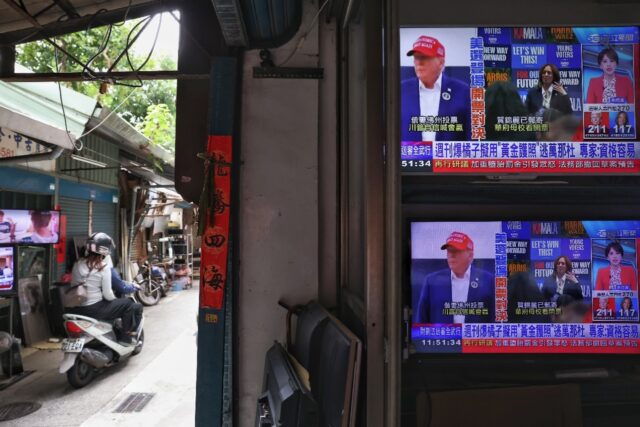 Taiwan TV stations paid close attention to the US election, whose outcome will directly af