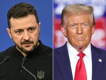 Ukraine's President Volodymyr Zelensky (L) and US President-elect Donald Trump spoke short