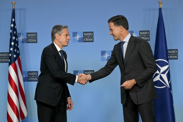 US Secretary of State Antony Blinken addressed reporters alongside NATO chief Mark Rutte