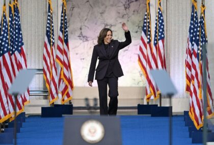 US Vice President Kamala Harris arrives to speak at Howard University in Washington, DC