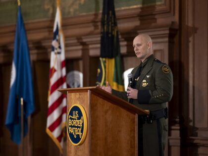 Homeland Security Secretary Alejandro Mayorkas gives remarks during the Change of Command