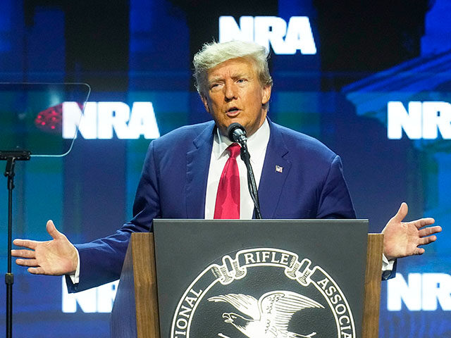 Former President Donald Trump speaks during the National Rifle Association Convention, Apr