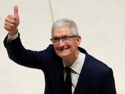 Apple's Tim Cook with a thumbs up