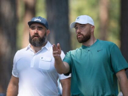 STATELINE, NEVADA - JULY 12: Travis and Jason Kelce during the ACC Celebrity Golf Champion