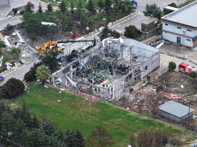 An aerial view of the factory producing explosives in Karesi district of Balikesir, Turkiy