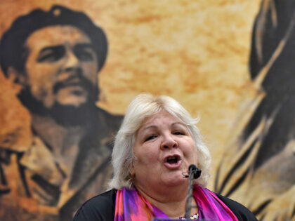 Aleida Guevara March, the eldest daughter of Che Guevara, speaks during an event organised