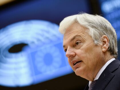 European Justice Commissioner Didier Reynders addresses the European Parliament in Brussel