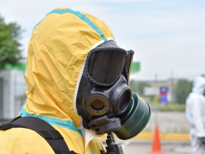 Drone - ZAPORIZHZHIA, UKRAINE - 2023/06/29: A Ukrainian emergency worker seen wearing a ra