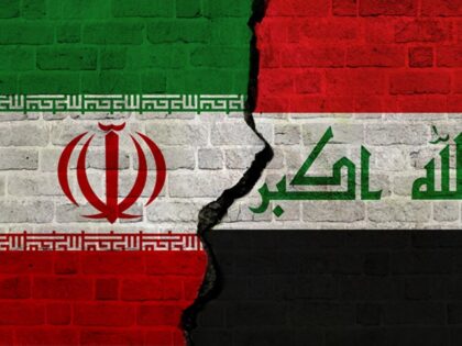 Iran and Iraq flags together. Iran and Iraq conflict.