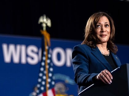 Democratic presidential candidate, U.S. Vice President Kamala Harris speaks to supporters