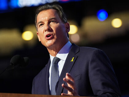 Rep. Tom Suozzi (D-NY) speaks on stage during the third day of the Democratic National Con